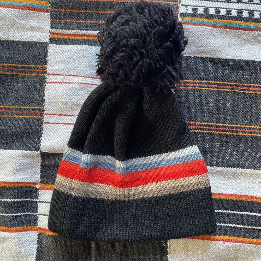 Vintage Smiley Wool Beanie. Black. XS/S. 80’s. Winter. Kids or Small Headed. USA